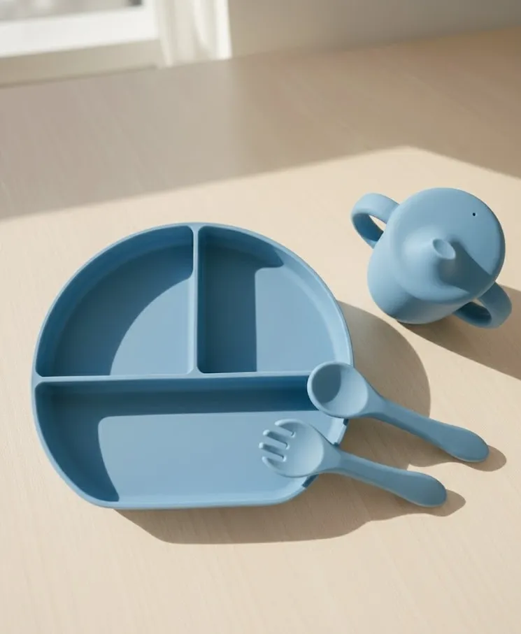 Vajilla completa de silicona con ventosas para bebés y niños pequeños