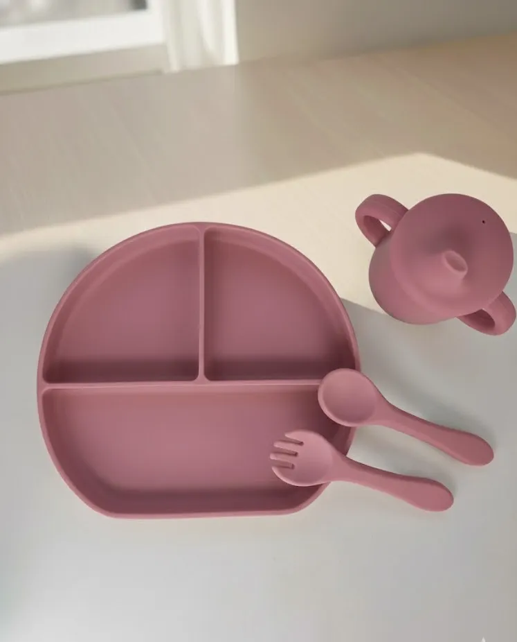 Vajilla completa de silicona con ventosas para bebés y niños pequeños